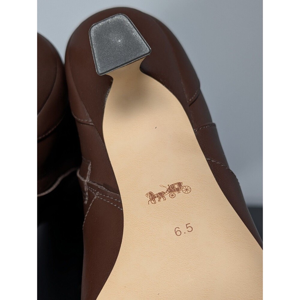 Coach Sculpt C Leather Tall Kitten Heel Boot Maple Brown Size 6.5B NIB - Picture 11 of 15